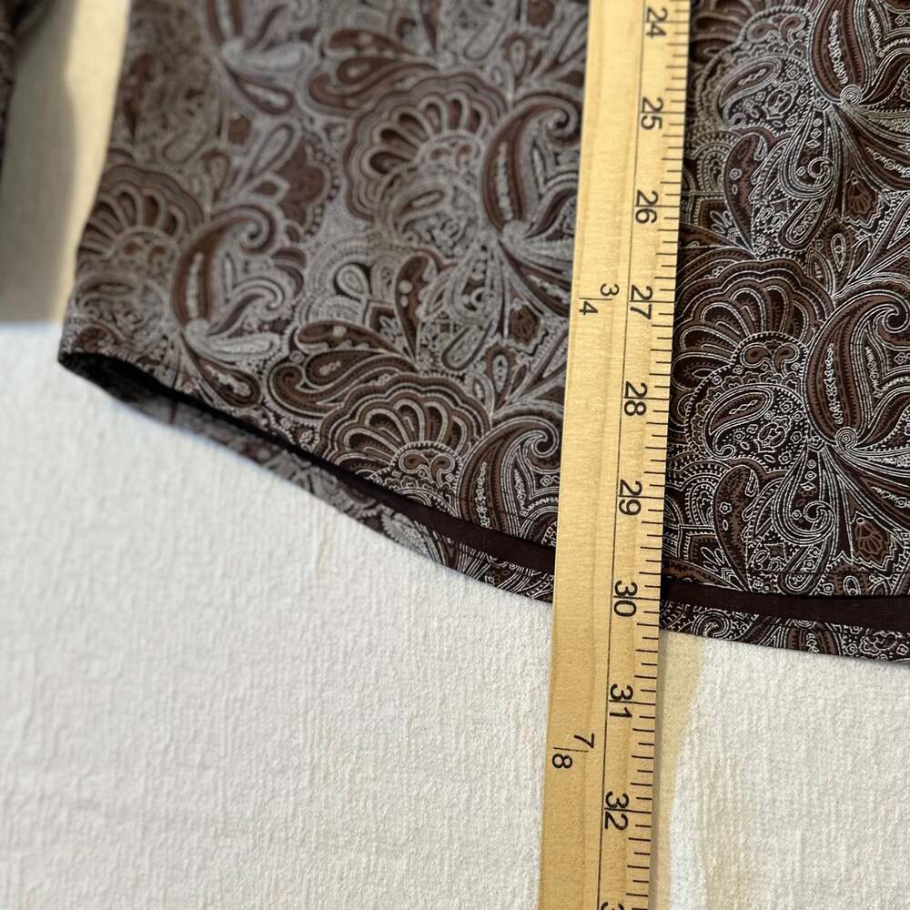 Consequence Men's Tan/Brown Paisley Long Sleeve Button Up Dress Shirt L - Picture 7 of 16